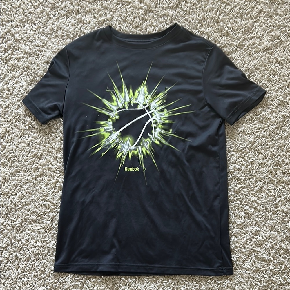 NWOT Reebok Boys Large (14-16) Black and Green Basketball Shirt